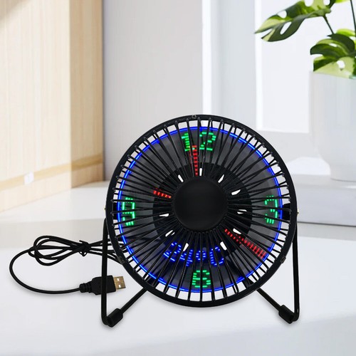 Mini USB LED Clock Fans with Real Time Clock Temperature Display USB-Powered - Picture 11 of 18