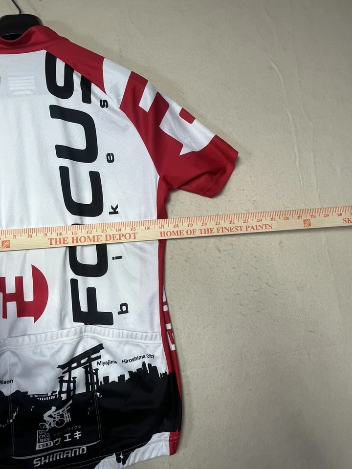 Camiseta deportiva de ciclismo Shimano para hombre ligera blanca roja talla grande con cremallera Foto 3 de 4