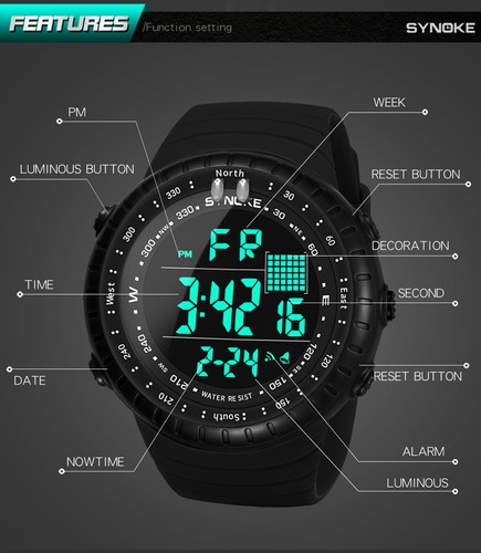 Men’s Waterproof Outdoor Sport Watch Backlight Digital Tactical Wristwatch Gift - Picture 6 of 16