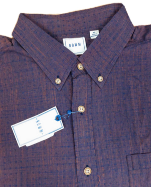 ROWM Mens Short Sleeve Fair Isle Shirt Cotton DK Purple - L 5690₽