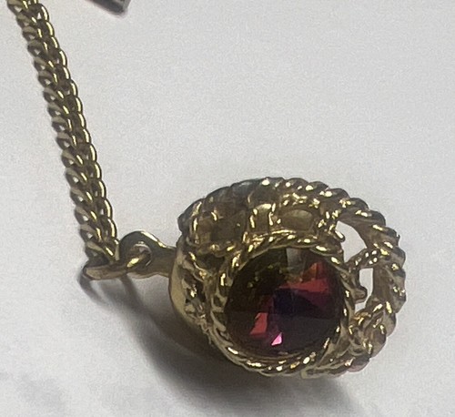 Vintage Swank Red Crystal Tie Tag Gold Tone - Picture 2 of 7