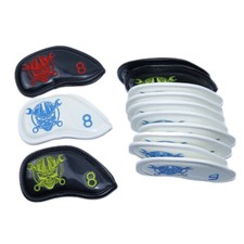 Pirate Skull Embroidery on Shiny Leather Golf Iron Club Covers Golf Accessories