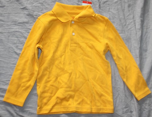 Cat & Jack Boys' Long Sleeve Interlock Uniform Polo Shirt - Gold 3T