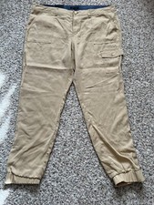 NWT TOMMY HILFIGER Tan Jogger Light Pants Zip Up Sz 14 Cargo Pocket Elastic Hem