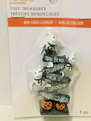 ASHLAND TINY TREASURES MINI EMBELLISHMENTS HALLOWEEN ROAD SIGN GHOST PUMPKINS