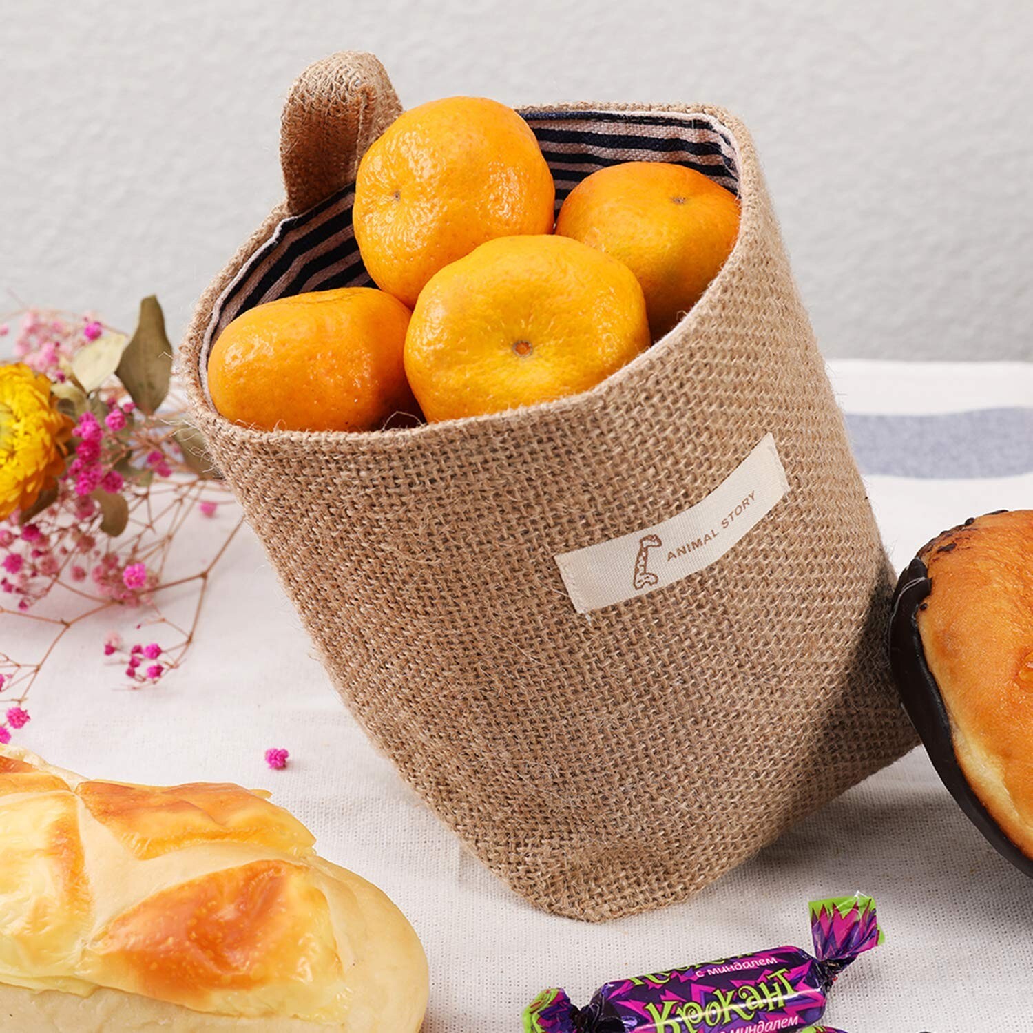 Versatile Cotton Linen Foldable Organizer Bags - 4 Unique Patterns Included