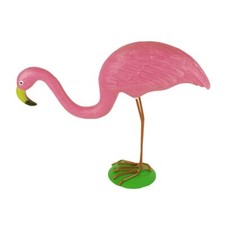 Flamingo rosa gebückt Teichdeko Gartendeko Kunststoff Teichfigur
