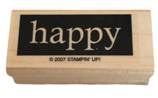 Stampin Up Rubber Stamp Happy Block Letters Card Making Word Sentiment