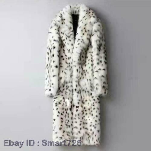 Abrigo largo peludo cálido parkas de leopardo con solapa de invierno para hombre nuevo - Imagen 2 de 15