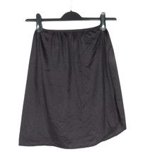 VTG CABERNET Silky Smooth NYLON Black LACE HEM Slit A-LINE HALF SLIP Sz S