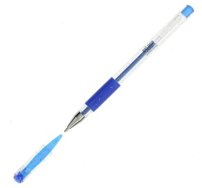Gel Pen, Glitter Blue - Ballpoint - Non-Smear + Quick Dry - Writing, Drawing