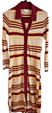 Anthropologie Maeve Sweater Maxi Shirtdress Red Multicolor Striped Buttons XS
