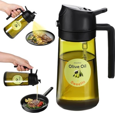 Oil Sprayer for Cooking, 470ml Cooking Olive Oil Sprayer and Oil Dispenser