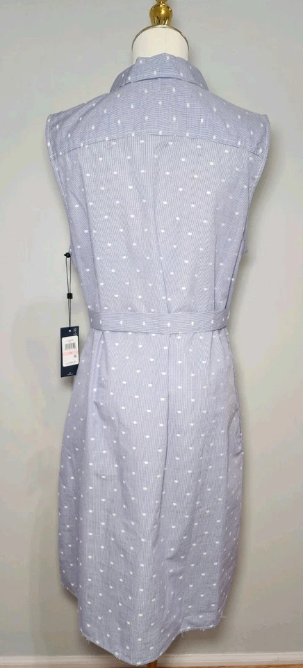 Tommy Hilfiger Mujer Camisa Vestido Sin Mangas Azul Holandés 100% ALGODÓN Talla 10 Foto 4 de 4