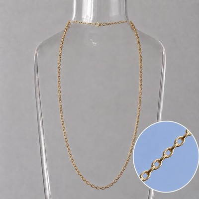 K18 750 Italy ゴールドネックレス 3g Solid 18K Gold Necklace - Italian 750 Cable Chain - Oval Link