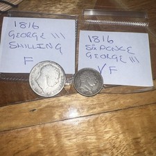 1816 George III Shilling and 1816 George III Sixpence Coins