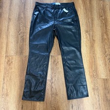NEW Old Navy Faux Leather High Rise Boot Cut Pants Women's Size 14 Tall Black