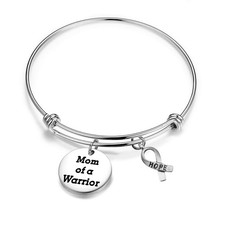 KUIYAI Mom of a Warrior Bracelet Inspirational Cancer Awareness Motivation Gi...