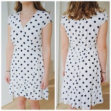 J.Crew Women's Ruffle-Front Cap Sleeves Mini Dress in Soft Rayon Polka Size 2