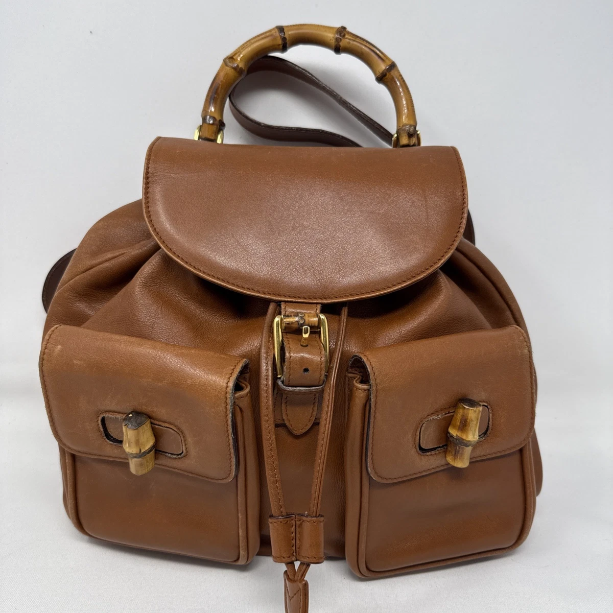 GUCCI ORANGE BAMBOO BACKPACK 387149 204990 NQ01368 Gucci Bamboo Daily Medium Leather Shoulder Bag - DDH main image 4