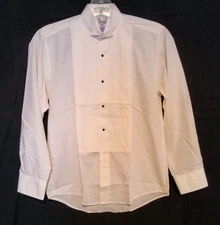 Boys Classix Ivory Wing Collar Pleated Tuxedo Shirt Washable Wedding Md. New