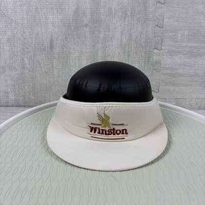 Vintage Winston Racing Visor Hat Cap Mens White Red Embroidered Logo Eagle