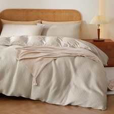 100 Egyptian Cotton Duvet Cover Set King 104" x 90" Beige No Comforter 