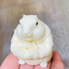 2"+Natural Genuine Tagua Nut Mouse Hand Carved Decoration healing 1pc