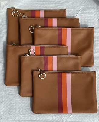 Lot of 6 ~ Ipsy Glam Bag ~ August 2025 ~ Brown w/ Stripes ~ New / Empty ~ 6X