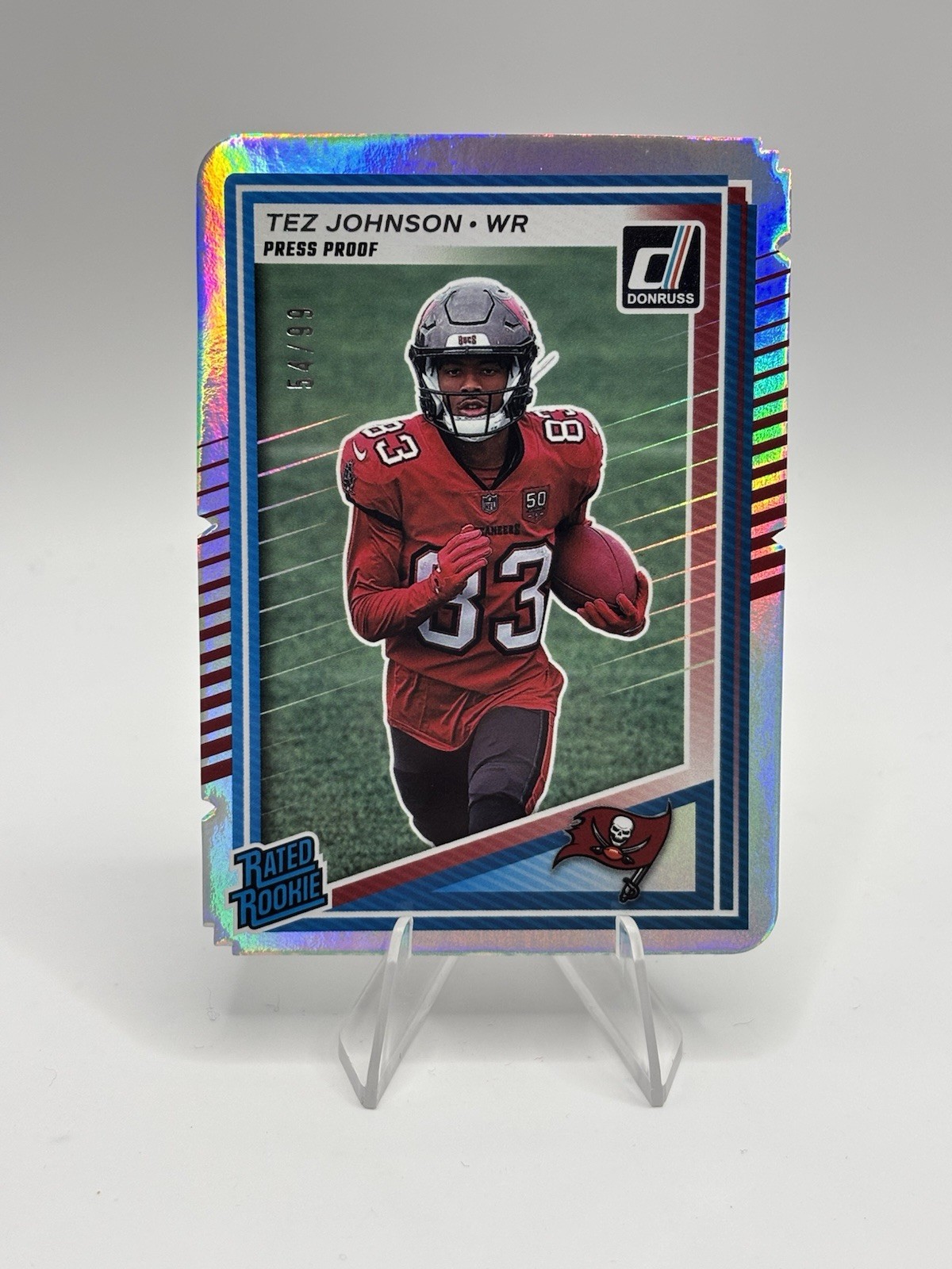 2025 Donruss Tez Johnson Silver Die Cut Press Proof Rated Rookie /99 #313