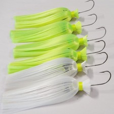 6 units Mojo Jigs Striper Parachute Trolling Lures 6oz 8/0 Smilin Chart Wht Lot