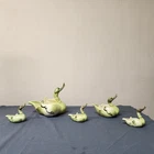 5 Vintage Hull Pottery USA Green Duck/Swan/Goose Family Indoor Planters