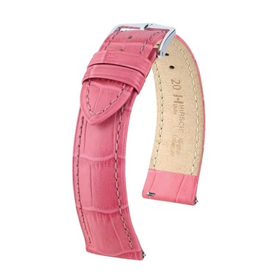 Uhrenarmband in Rosa, Kalbsleder, Alligator, Klassisch von HIRSCH - 4 Breiten