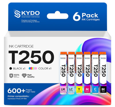 Skydo T250 Multipack 6-Farben Druckerpatronen für Epson Expression Photo XP-980