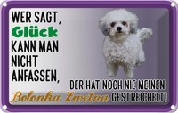 Blechschild 20X30 Cm GlüCk Anfassen Bolonka Zwetna Dekoration Hund Deko Geschenk