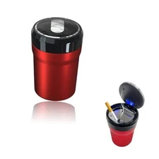 Car Ashtray, Portable Smokeless Cylinder Cup Holder Ash Tray, Large Red