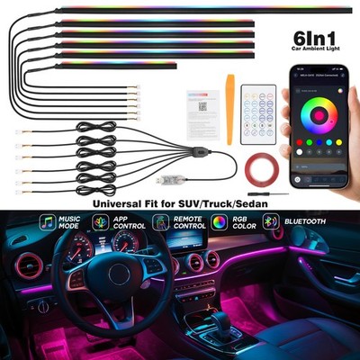 6in1 RGB Symphony Auto-Atmosphäre LED Acryl-Lichtleiter Glasfaser-Umgebungslicht