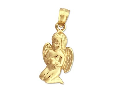 14K massives Gold betender Engel Junge Charm