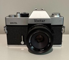 Vivitar 220/SL Silver SLR Film Camera w/ Vivitar 55mm f/2.8 Lens