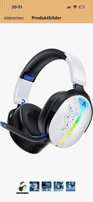 Amazon 2026 Bluetooth Over-Ear Gaming-Headset Boom-Mikrofon weiß/sch/blau