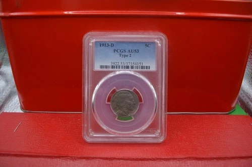 1913 D PCGS AU 53 BUFFALO NICKEL TYPE 2