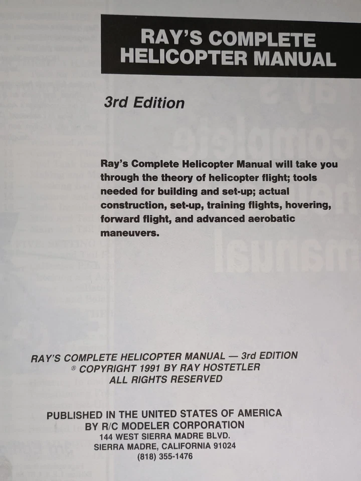 Ray's Complete Helicopter Manual 3rd edition R/C Modeler Magazine 1991 - Image 3 of 3