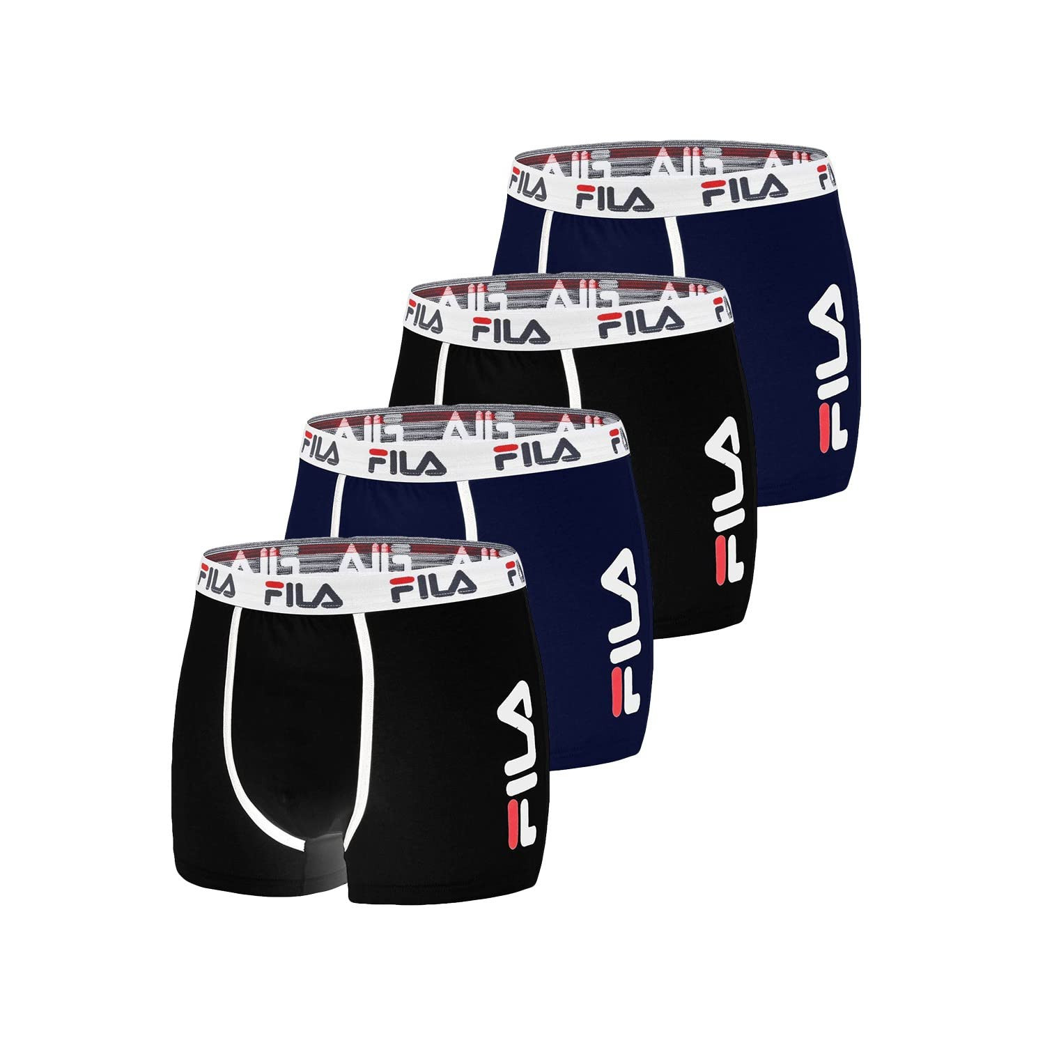 FILA Boxer Uomo Cotone Mutande Uomo Maglia Aerata Traspirante (set di 4) Nero