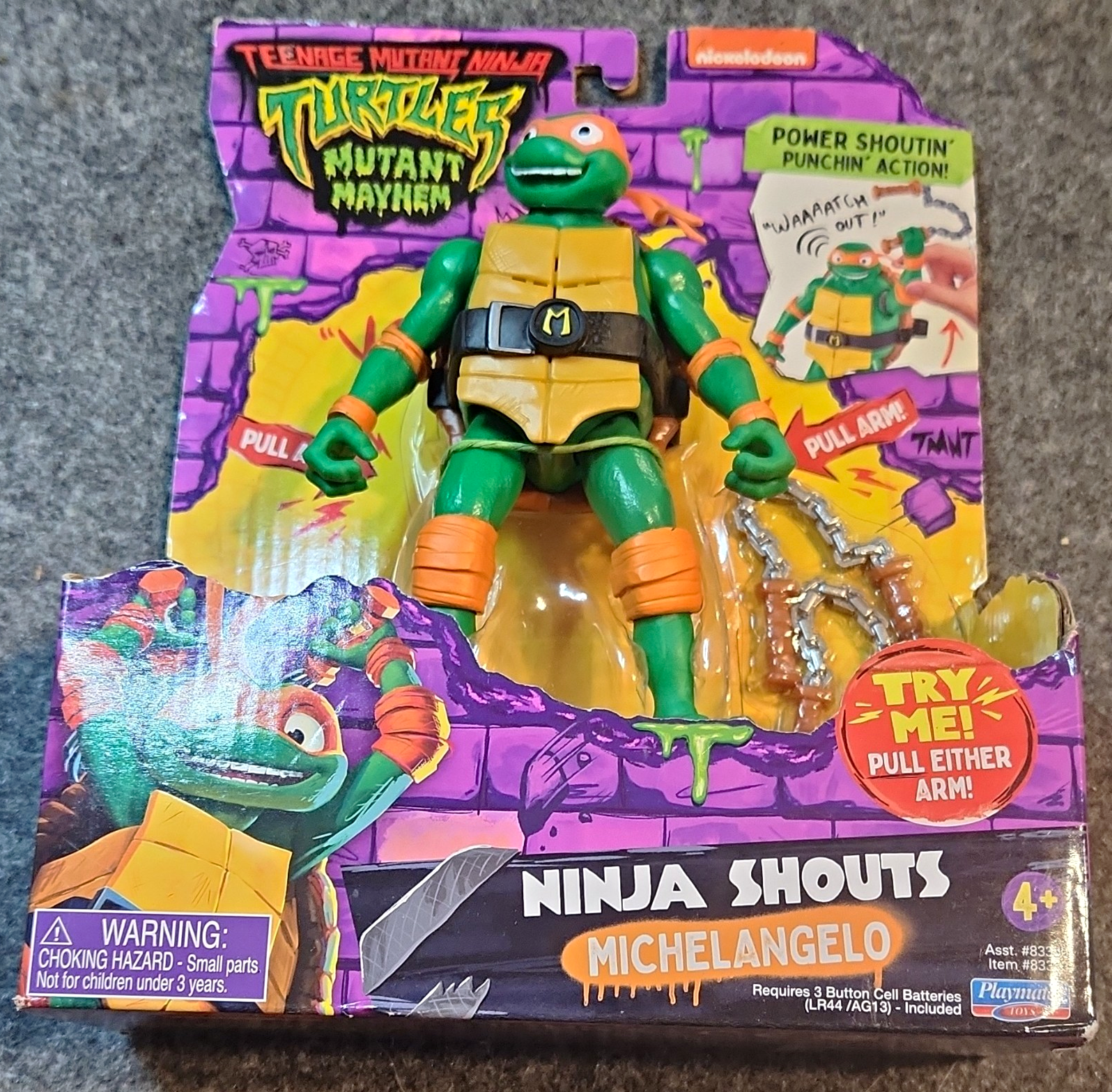 Playmates Toys TMNT Mutant Mayhem Ninja Shouts Michelangelo Sound Nunchucks