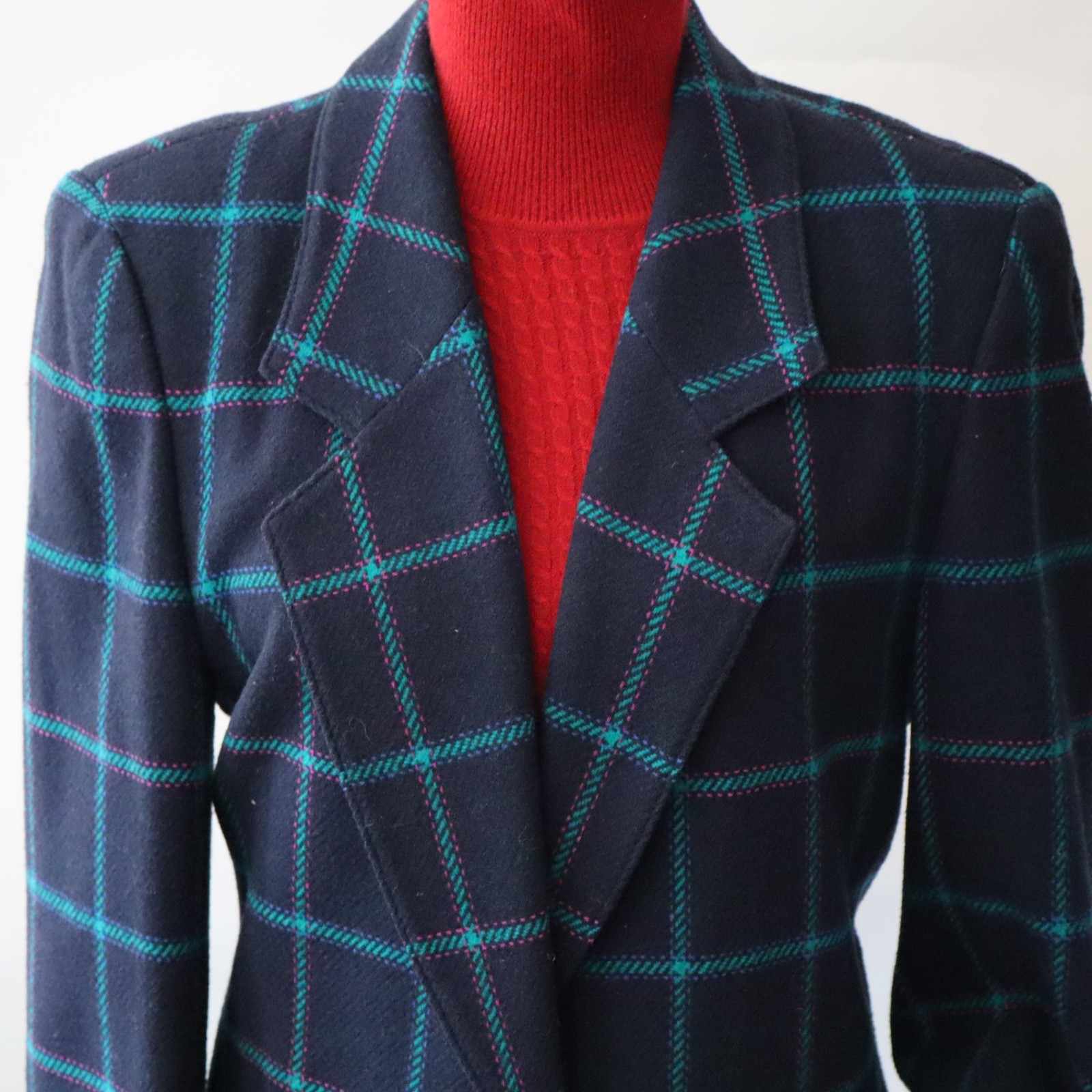 Vtg Miss Pendleton Wool Jacket Blazer Blue, Turqu… - image 7