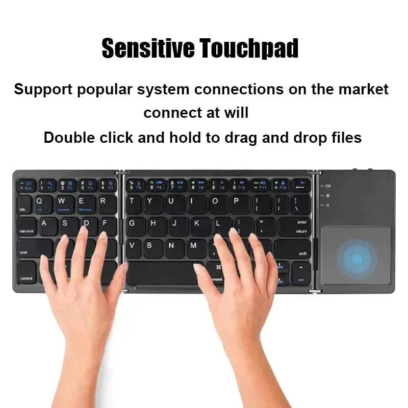 Mini Folding Wireless Bluetooth Keyboard With Touchpad for Laptop Tablet Phone