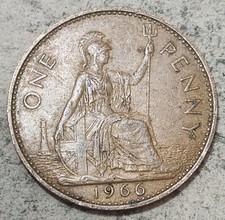 UNITED KINGDOM 🇬🇧 ONE (1) PENNY COIN 1966 (QUEEN ELIZABETH II)
