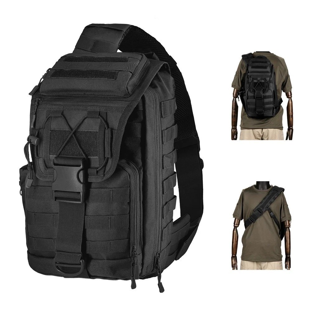 Tactical Sling Bag for Men, 30L Extra Large Tactical Bag with Bottle Holder, ...