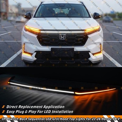 For 23-26 Honda CR-V Front Grill Hood Top Switch-Back Sequential DRL LED Lights
