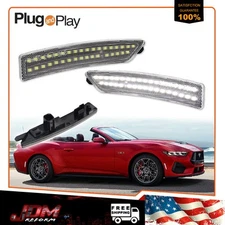 For Ford Mustang 2024-2025 Clear Lens Full White LED Rear Side Marker Lights 2X